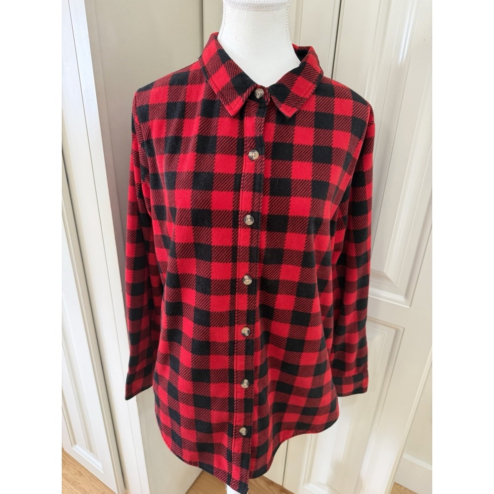 Lee Riders Red Black Buffalo Plaid Flannel Shirt Shacket Grunge Cozy L